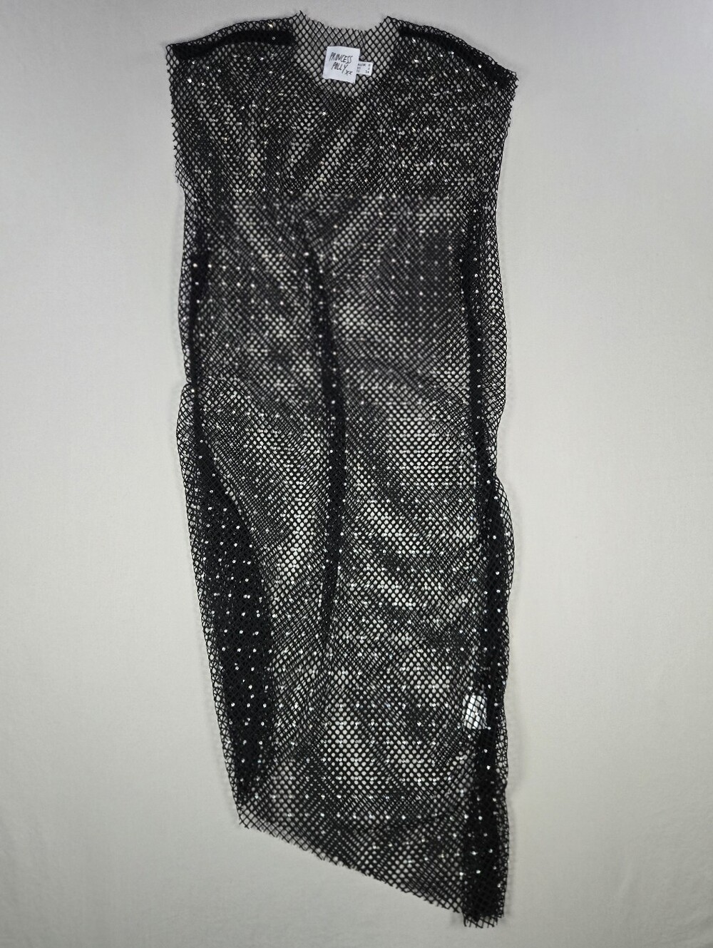 Princess Polly Black Rhinestone Fishnet Mesh Festival Rave Sequin Dress XS